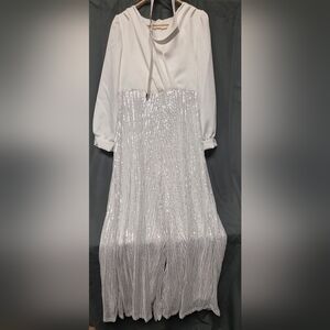 White Sequin Dress with Long Sleeves